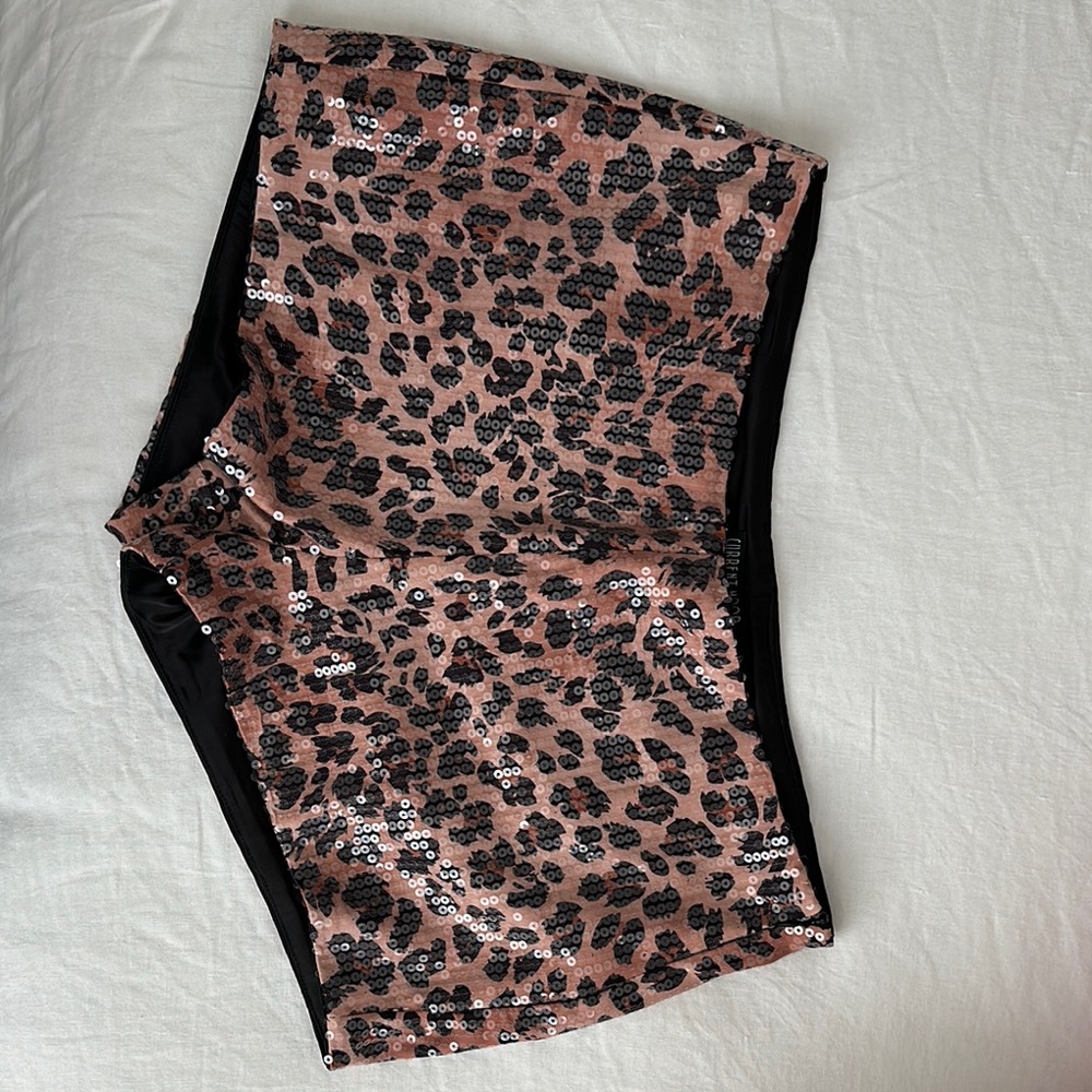 Dolls Kill High Waist Leopard Print Shorts Brown Black